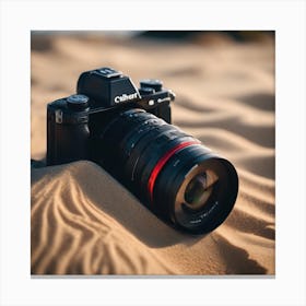 Camera In The Sand Canvas Print