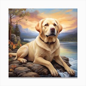  Labrador Retriever dog Art With Beautiful background Canvas Print