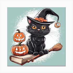 Cute Cat Halloween Pumpkin (50) Canvas Print