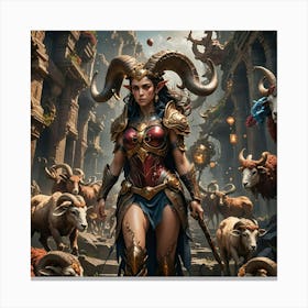 Woman With Horns Canvas Print