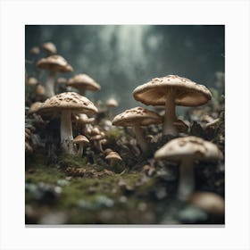 Mushrooms In The Forest 1 Canvas Print