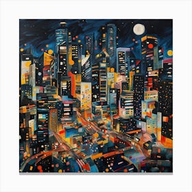 Cityscape At Night 2 Canvas Print