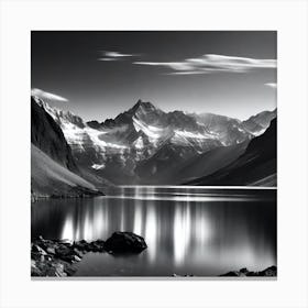 Black And White Mountain Lake 17 Canvas Print