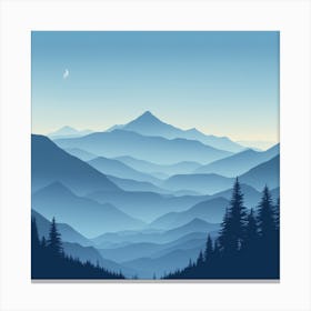 Misty mountains background in blue tone 47 Canvas Print