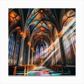 Church With Stained Glass Windows Canvas Print