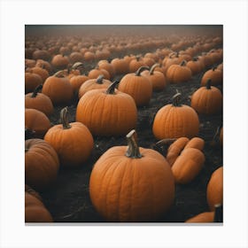 Pumpkins In A Field 1 Canvas Print