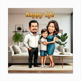 Happy Life With Family Canvas Print