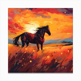 Horse Sunset Canvas Print