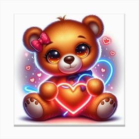 Teddy Bear With Heart Canvas Print