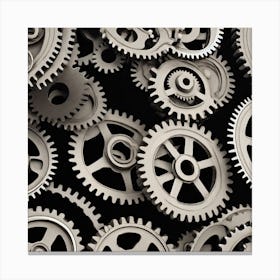 Gears On A Black Background 30 Canvas Print
