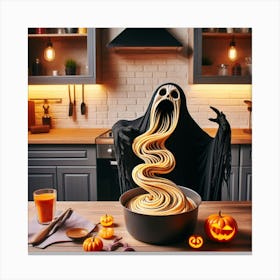 Halloween Ghost In The Kitchen Canvas Print