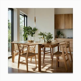 A Photo Of A Kitchen With A Modern Dining Table 6 Canvas Print