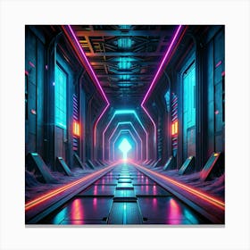 Neon Glowing Hallway Canvas Print