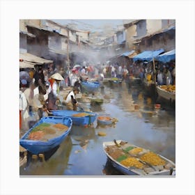 OIL PAINTING FISH VENDORS Canvas Print