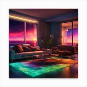 Living Room At Night Canvas Print