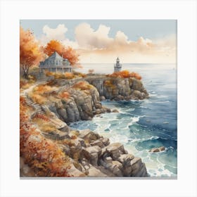 Lighthouse By The Sea Canvas Print