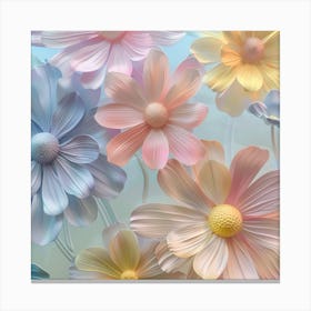 Flowers On A Blue Background Canvas Print