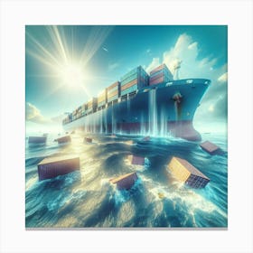 Container Ship In The Ocean Canvas Print