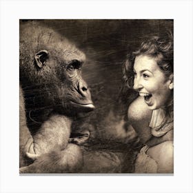 Gorilla And A Woman Canvas Print