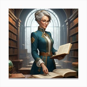 The Elderly Lady Librarian 021 Canvas Print