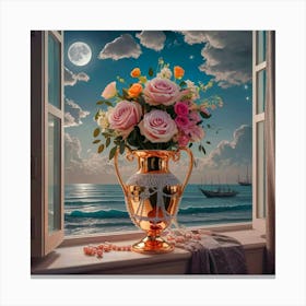 Moonlight In The Window Canvas Print