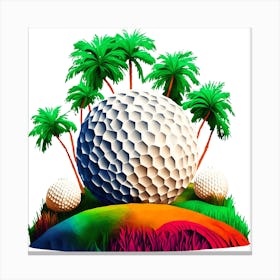 Golf Ball With Palm Trees Canvas Print