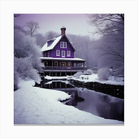 Purple House In Winter Solstice Landscape Canvas Print