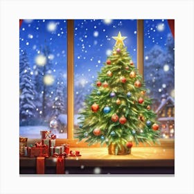 Christmas Tree In The Window 2 Canvas Print