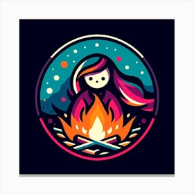 Girl With A Campfire Canvas Print
