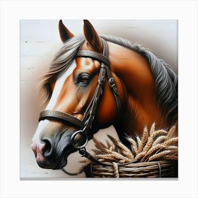 Horse With A Basket Canvas Print