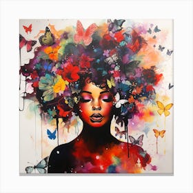 Maraclemente Abstract Black Woman Cartoonish With Colorful Hair 313a82bc 9f24 4ab0 8ad5 Cb65b05321a9 Canvas Print