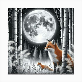 Foxes In The Forest Canvas Print