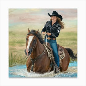 Cowgirl Riding A Horse 1 Canvas Print