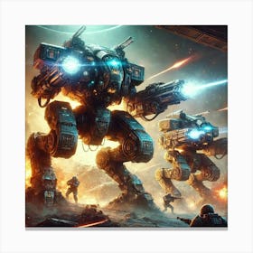 Sci Fi Armored Walkers 1024x1024 Canvas Print