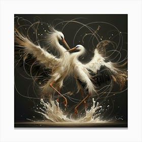 Two Cranes Dancing 1 Canvas Print