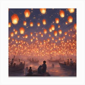 Lanterns In The Sky Canvas Print