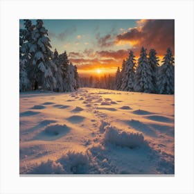 Sunset In The Woods Canvas Print