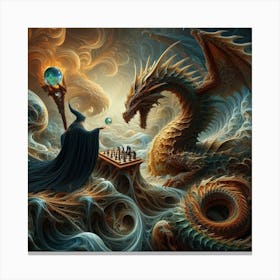 Dragon And Chess Canvas Print