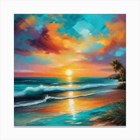 Sunset On The Beach 1066 Canvas Print