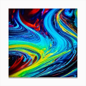 Vibrant Abstract Digital Painting Chaotic Beauty Perceived Through Swirls Of Electric Neon Hues Fl Canvas Print