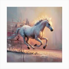 White Horse Running 1 Canvas Print