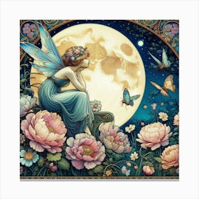 Fairy At The Moon Canvas Print