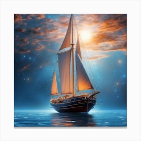 Sailboat In The Ocean Canvas Print