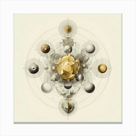 Alchemical Metamorphosis Forms Gold And Grey Illustration Canvas Print