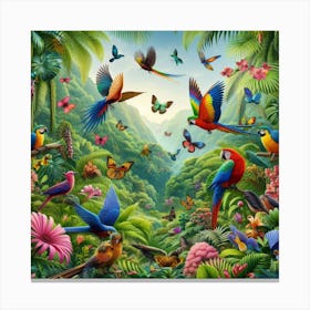 Parrots In The Jungle 2 Canvas Print