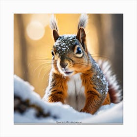 Squirrel In The Snow 9 Canvas Print