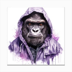 Watercolour Cartoon Gorilla In A Hoodie Canvas Print