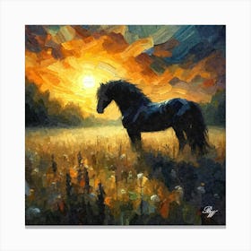 Black Stallion Abstract Oil Texture 2 Canvas Print