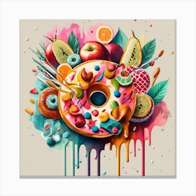 Donuts are an American-origin dessert Watercolor 1 Canvas Print