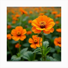 A Lush Garden Filled With Bright, Cheerful Nasturtiums 1 Canvas Print